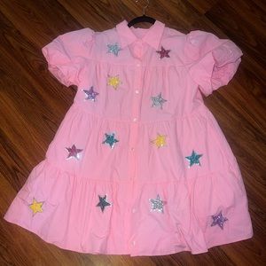 Super cute boutique size medium pink puff sleeve dress